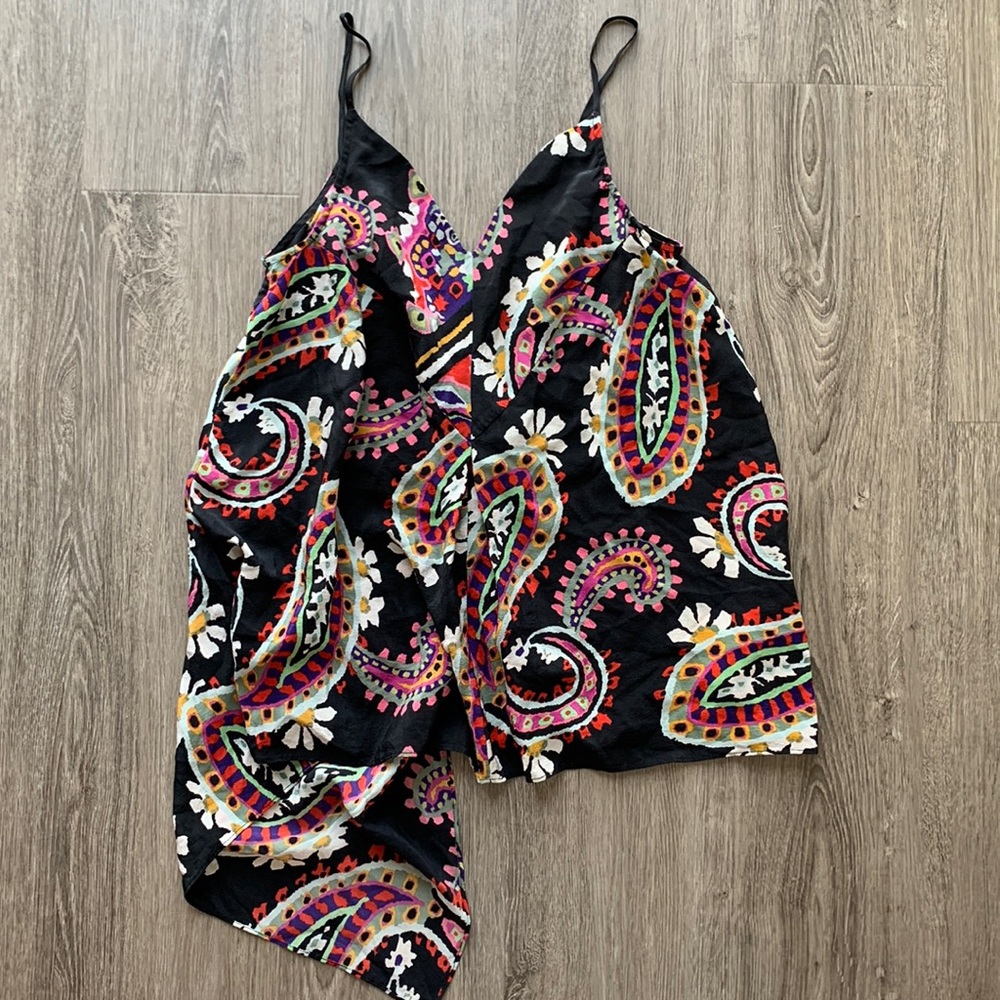 Anthropologie Black Abstract Floral Camisole
